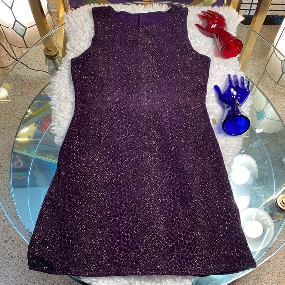 Vintage Byer Too Sleeveless Purple & Gold Dress - Picture 3 of 9
